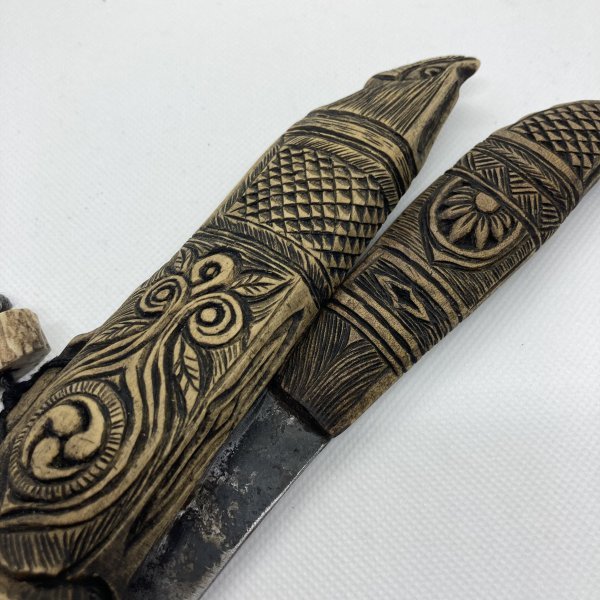 時代物 アイヌ マキリ メノコマキリ 全長24.5cm 刃渡り8cm 細密