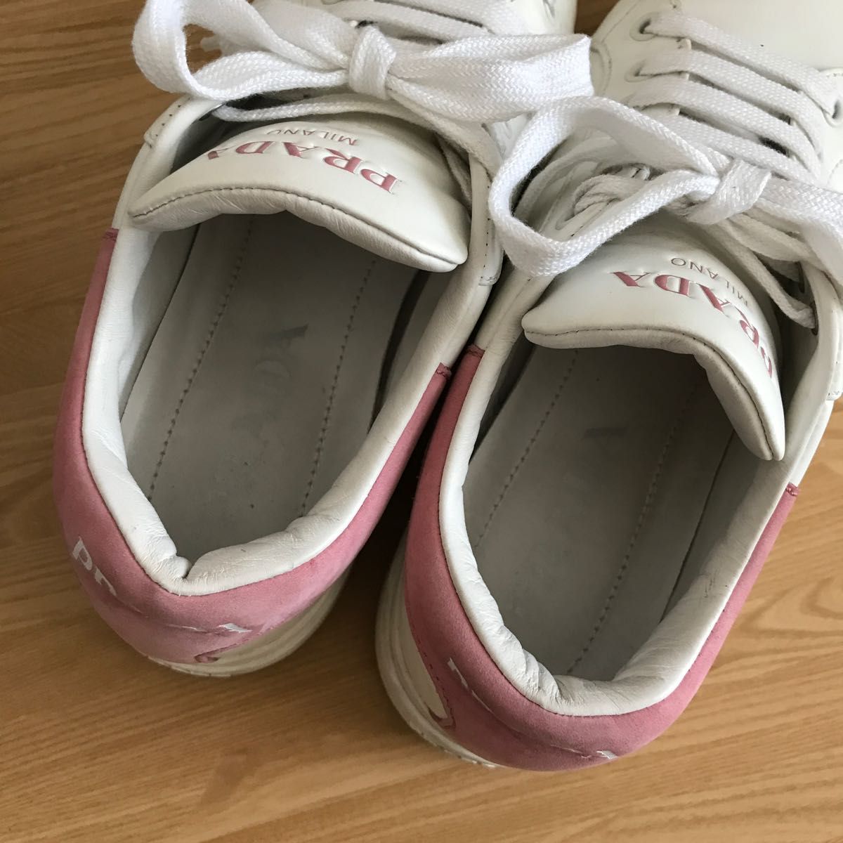 美品 PRADA プラダ レザー スニーカー ピンク 37 23.5㎝ | noonanwaste.com