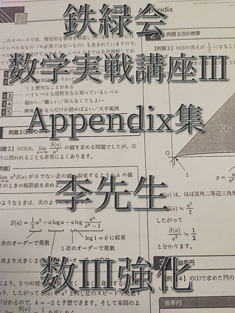 史上最も激安】 鉄緑会 李先生 数学実戦講座Ⅲ Appendix集 数Ⅲ強化