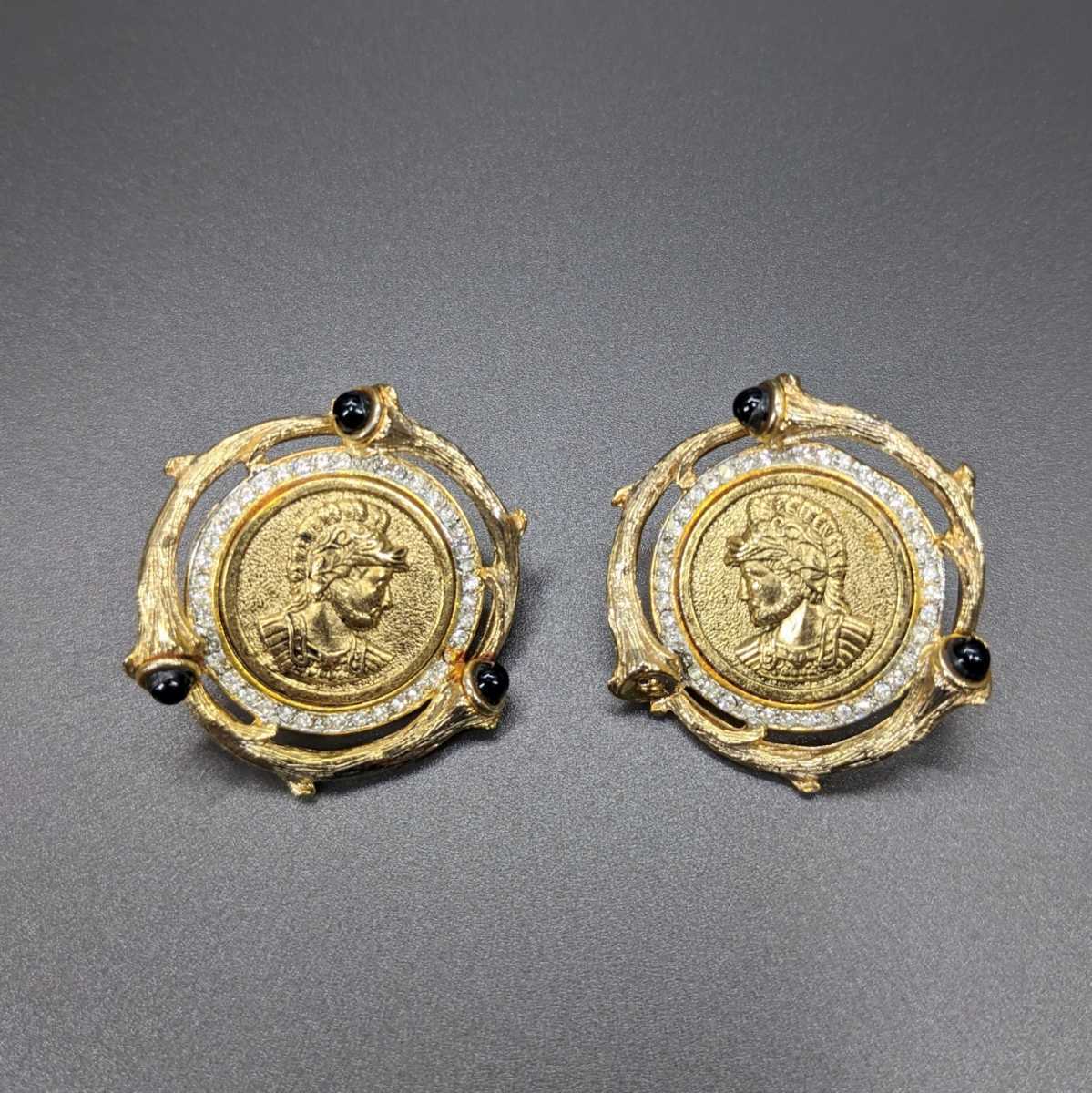 ヴィンテージ イヤリング CRAFT刻印 コイン デザイン ゴールドカラー ...