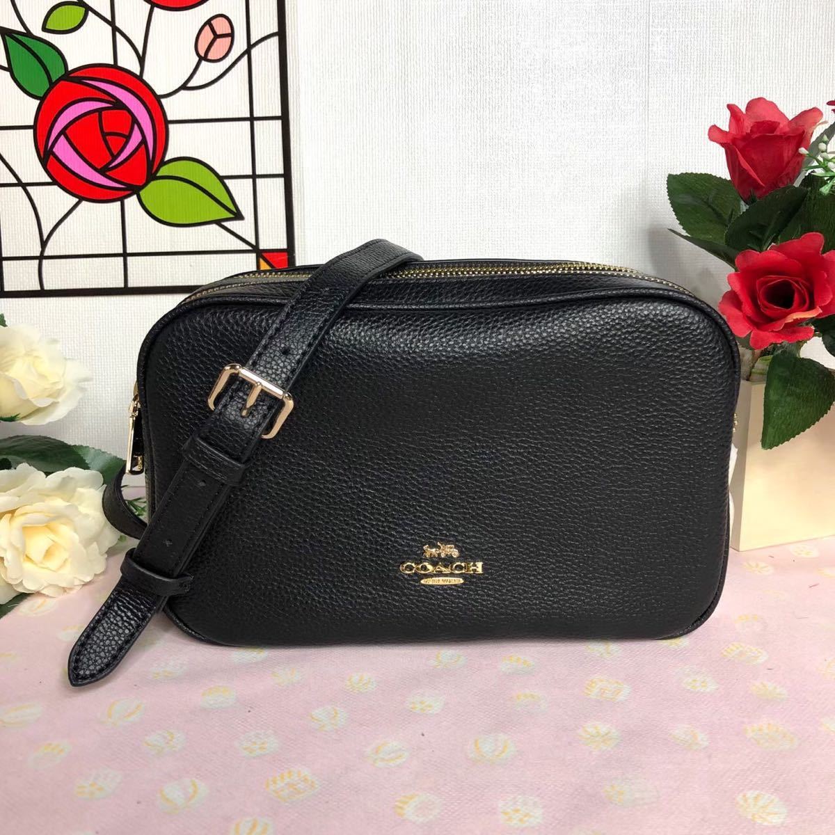 安心 保証 COACH コーチ ショルダーバッグ黒 ダブルファスナー 新品未