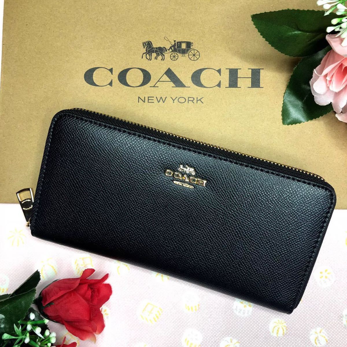 COACHコーチ　長財布　ブラック　黒　シンプル　新品