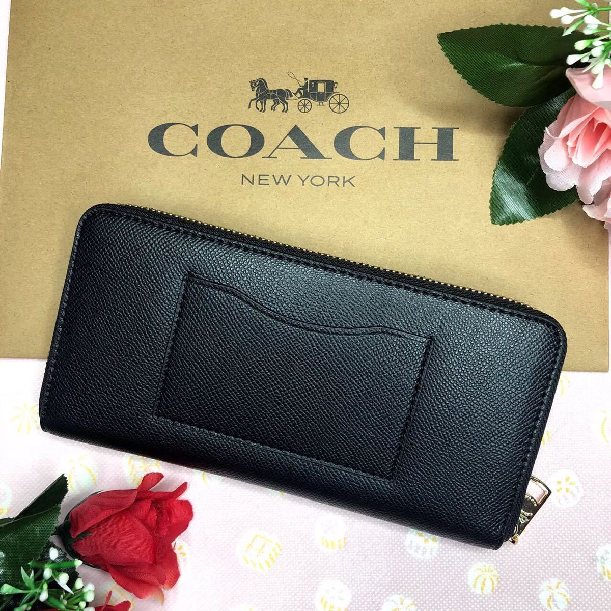 COACHコーチ　長財布　ブラック　黒　シンプル　新品