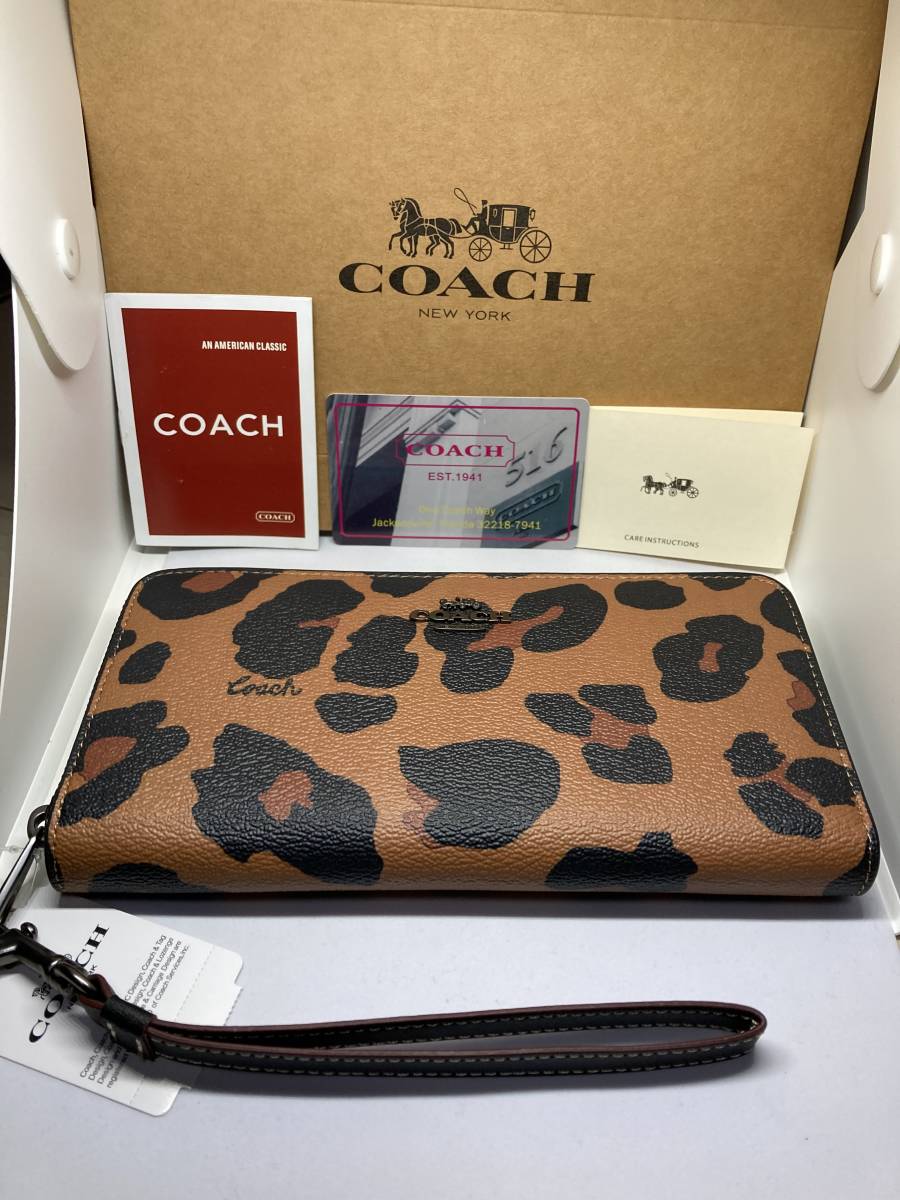 COACH 新品 レオパード 柄 長財布 レディース コーチ 豹柄 小物 財布