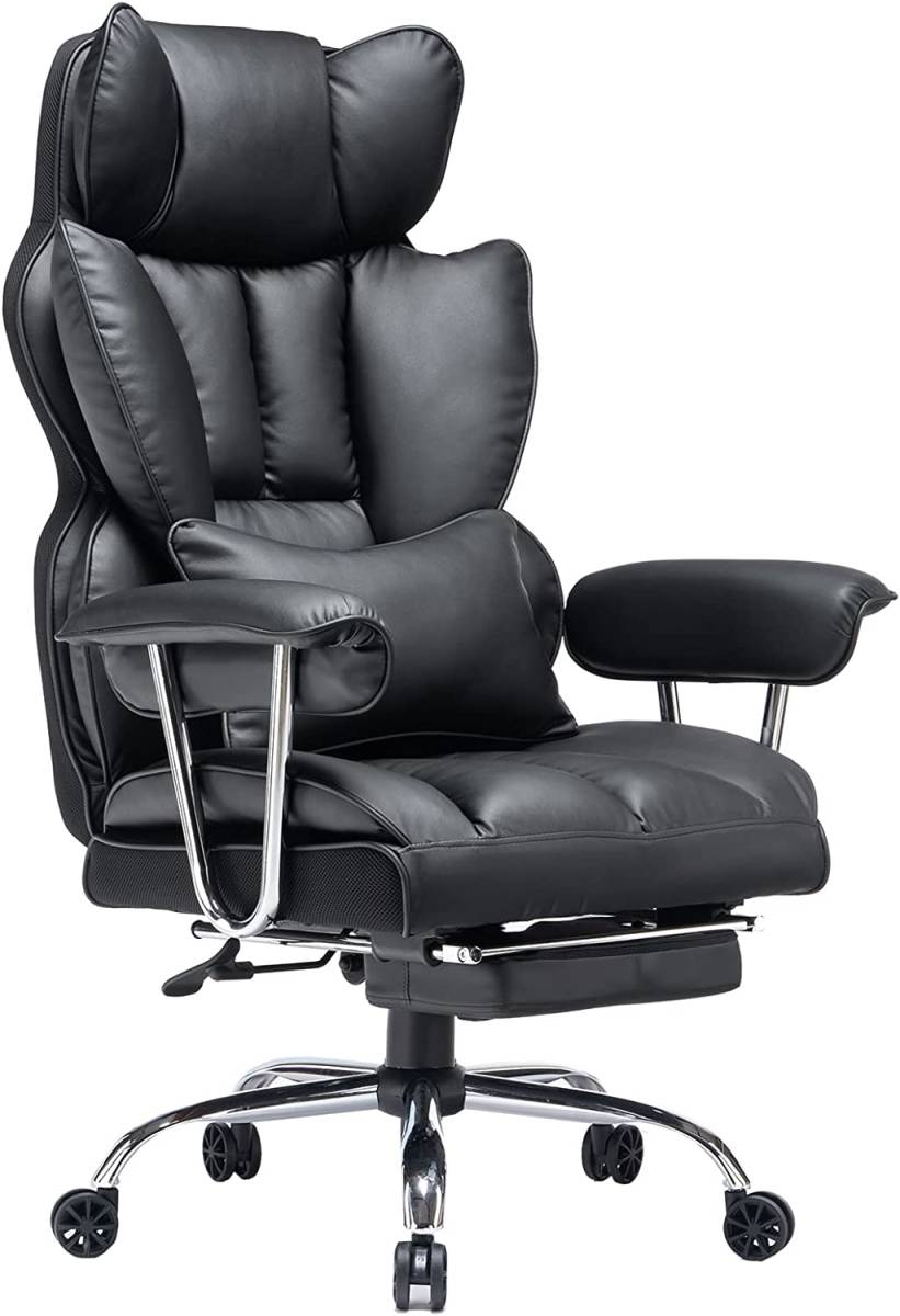 新品　SKYE ゲーミングチェア 座り心地最高 デスクチェア オフィスチェア 肉厚座面 椅子 テレワーク ゲーム用チェア (ブラック)_画像1
