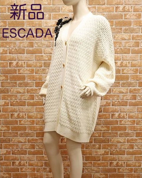 新品・XL】ESCADA・スパンコール刺繍 ウール ビッグシルエット ロング