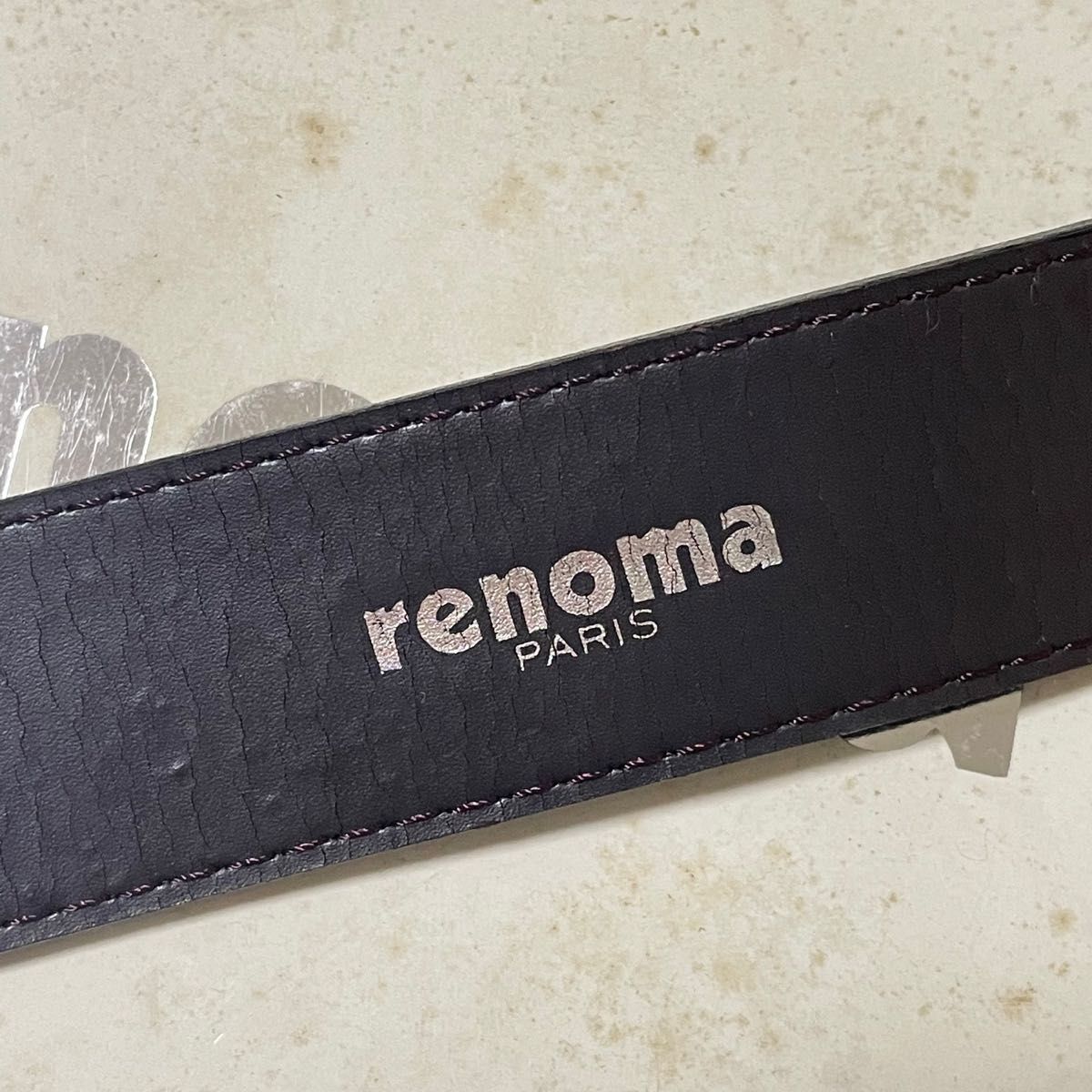 未使用　renoma レノマ　メンズレザーベルト　Rロゴ　シルバーヘッド　