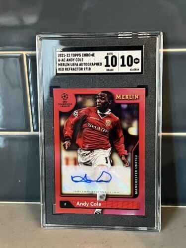 2021-22 Merlin Chrome SP Andy Cole Red Auto 9/10 Jersey Number SGC 10 10 海外 即決