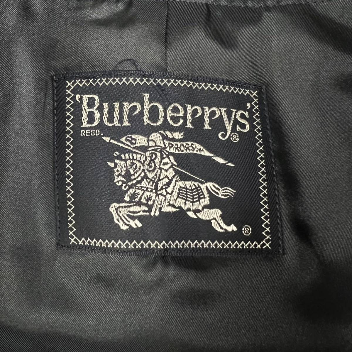 バーバリー『英国調の紳士服』BURBERRY ステンカラーコート L 位 ノバチェック 比翼仕立て ライナー 英国製◎ ロング 紺 ネイビー 春 