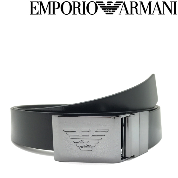 EMPORIO ARMANI エンポリオ アルマーニ ベルト イーグルロゴ プリントレザー リバーシブル ブラック Y4S504-Y132J-89861の画像1