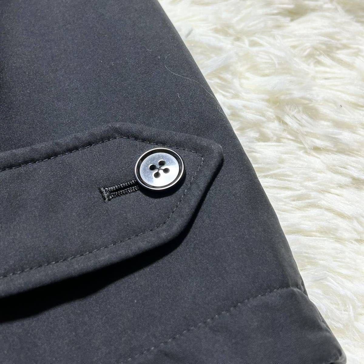 【超希少LLサイズ 】BURBERRY BLACK LABEL バーバリーブラックレーベル ステンカラーコート ノバチェック 撥水 アウター メンズ 黒