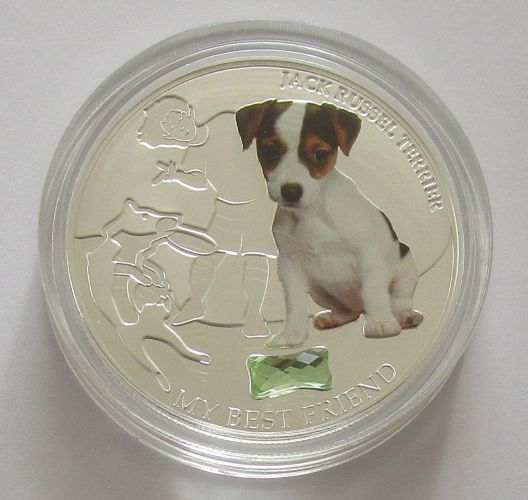 フィジー ジャックラッセルテリア 犬 2ドル 2013年 銀貨 硬貨_画像1