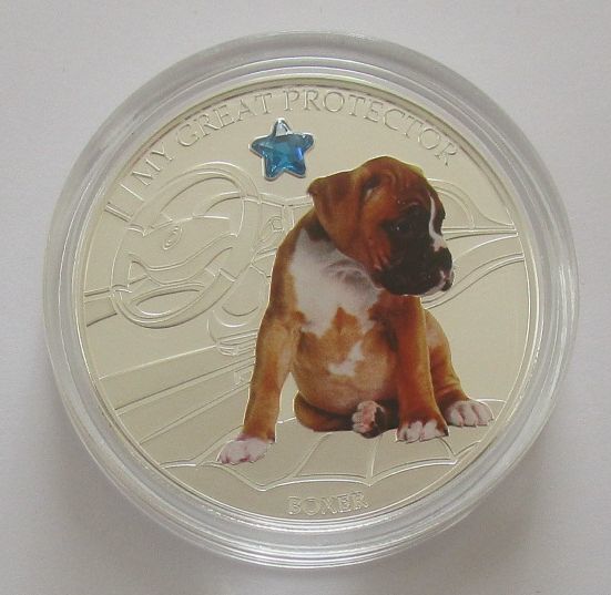 フィジー ボクサー 犬 2ドル 2013年 銀貨 硬貨_画像1