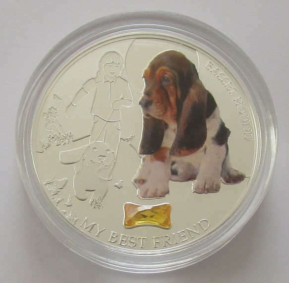 フィジー バセットハウンド 犬 2ドル 2013年 銀貨 硬貨_画像1