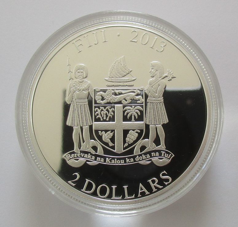フィジー ソマリ 猫 2ドル 2013年 銀貨 硬貨の画像5