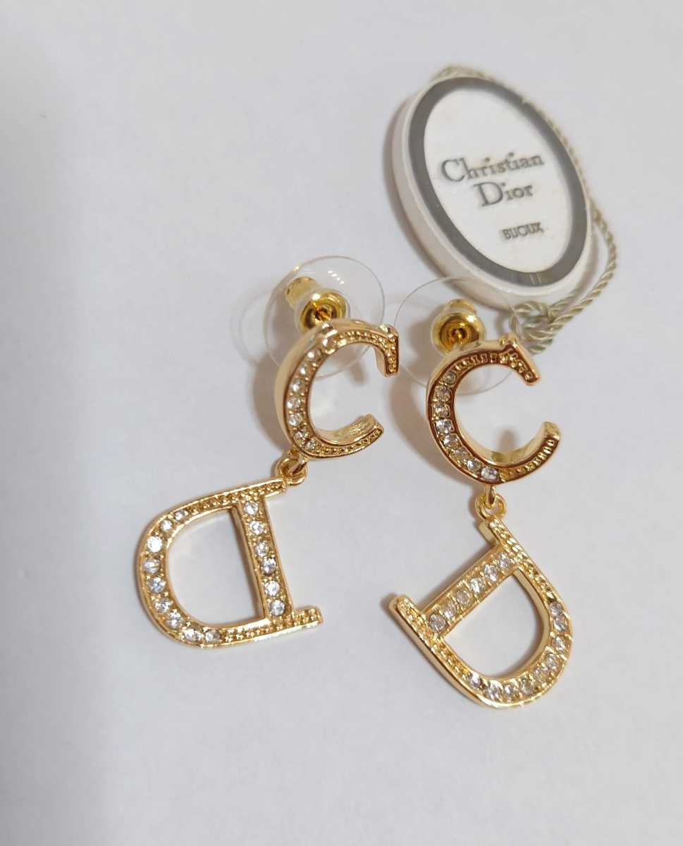 超希少 Christian Dior ラインストーン ロゴ ピアス