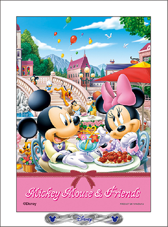 99-354 廃盤 99ピース ジグソーパズル ディズニー ミッキー・ミニー 青空のカフェテラス　[パネル付き]