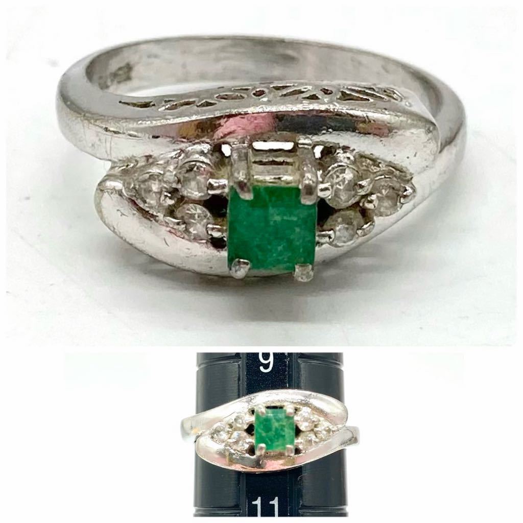 ■エメラルドリング5点おまとめ■重量約13.0g emerald ベリル beryl 指輪 ring ヴィンテージ ジュエリー jewelry accessory silver CE0 jの画像7