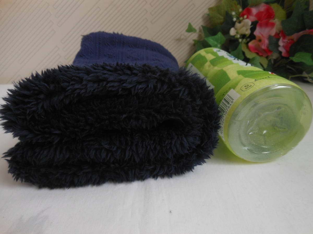  long neck warmer Alain knitted navy blue * navy × poodle boa adult! hand made 