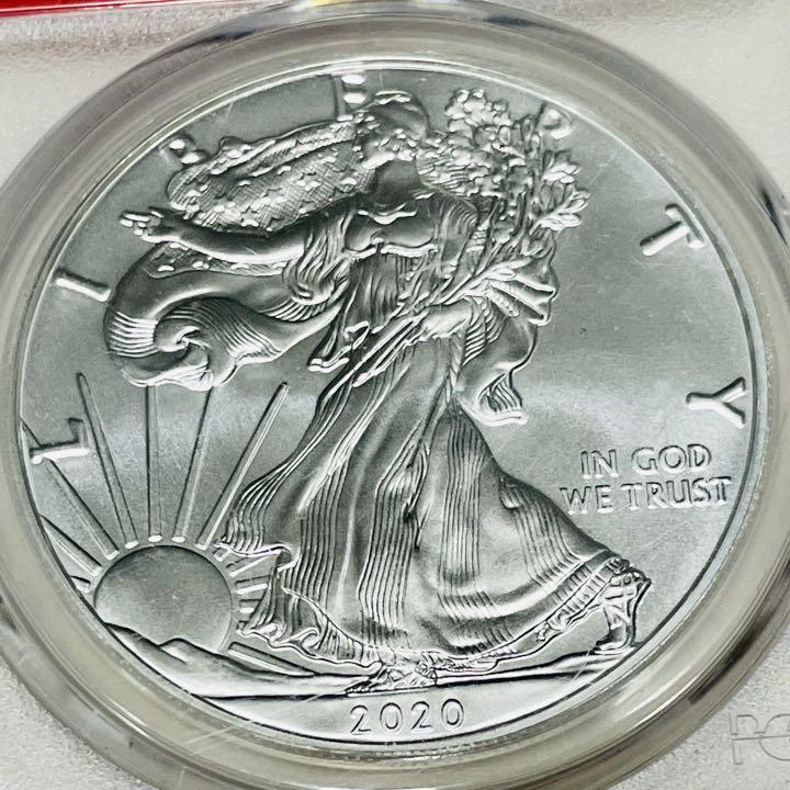 【１円スタート！送料無料】トランプ シルバーイーグル 銀貨 2020 アメリカ PCGS MS70 FDOI 45代前大統領 米国 モダン アンティーク一円の画像2