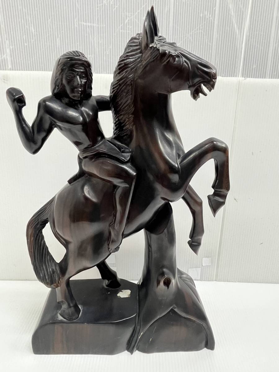 ヤフオク! - 送料無料h42235 縞黒檀 躍馬 置物 唐木 馬 一刀彫...