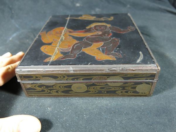 A　相撲蒔絵硯箱　江戸時代前期　漆器　蒔絵　硯箱　書道具_画像4
