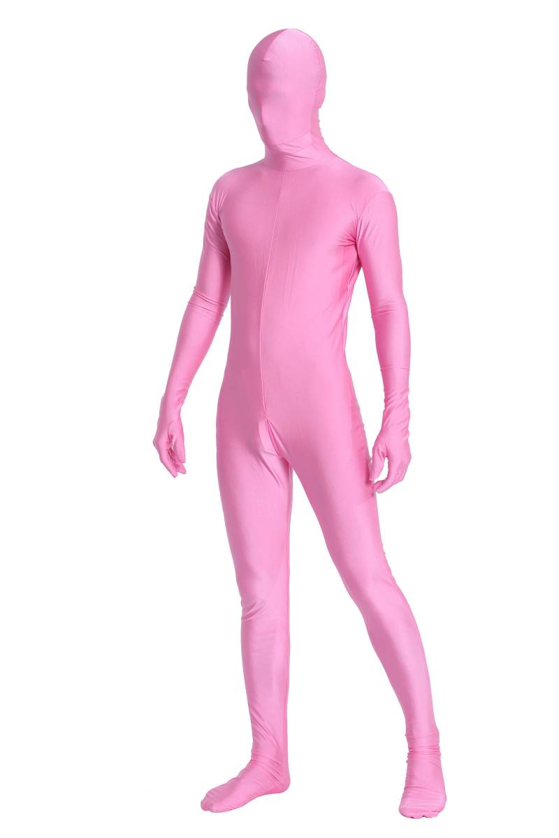 ツルツルニット 全身タイツ 　６頭ファスナー 全身を覆うタイプ　 ピンク色　男性着用可　（豊富な6サイズ）_画像3