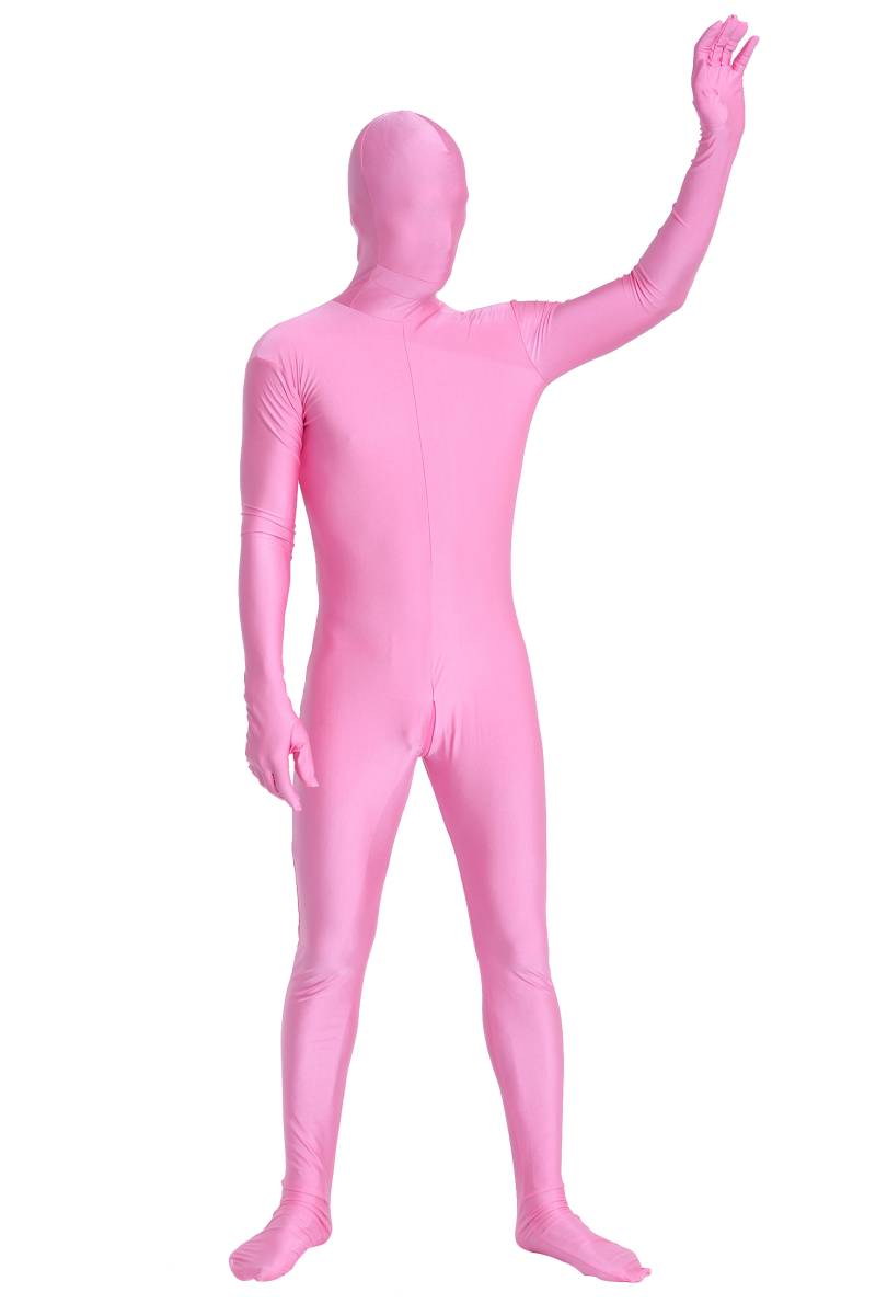 ツルツルニット 全身タイツ 　６頭ファスナー 全身を覆うタイプ　 ピンク色　男性着用可　（豊富な6サイズ）_画像7