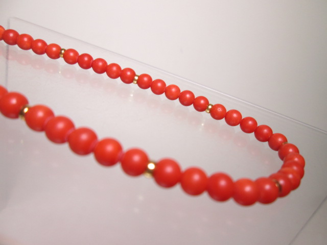 [. month ] SILVER red .. sphere 5mm. gold decoration design necklace 18,62g