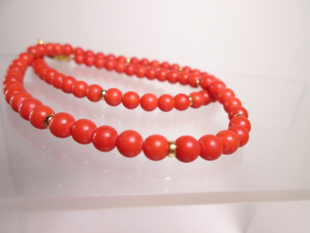 [. month ] SILVER red .. sphere 5mm. gold decoration design necklace 18,62g