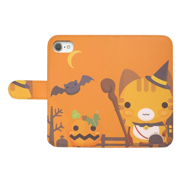 OPPO　スマホケース 手帳型 プリントケース 猫 こうもり かぼちゃ ハロウィン トラ猫 かわいい_画像2