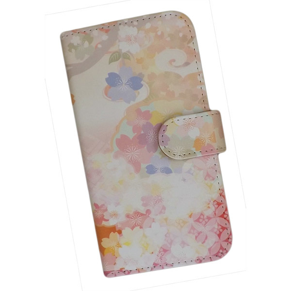 iPhone12 mini　スマホケース 手帳型 プリントケース 和柄 花柄 桜 流水 七宝 菱_画像1