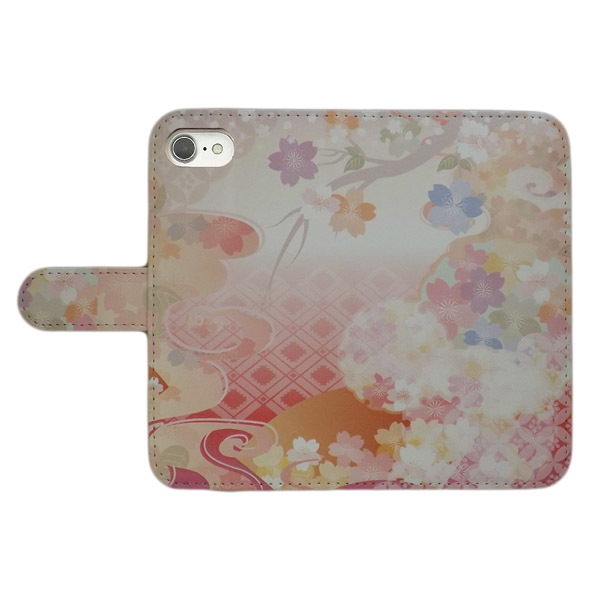 iPhone12 mini　スマホケース 手帳型 プリントケース 和柄 花柄 桜 流水 七宝 菱_画像2