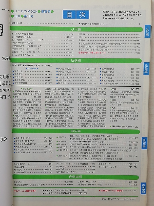 JTBの運賃表 第10号　平成2年_画像2