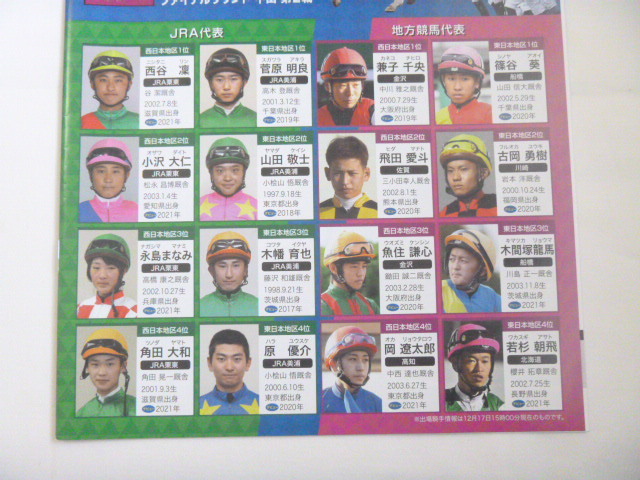 2021年　ヤングジョッキーシリーズ　レーシングプログラム　12月28日◆レープロ　カラー◆JRA　日本中央競馬会◆ホープフルステークス_画像2