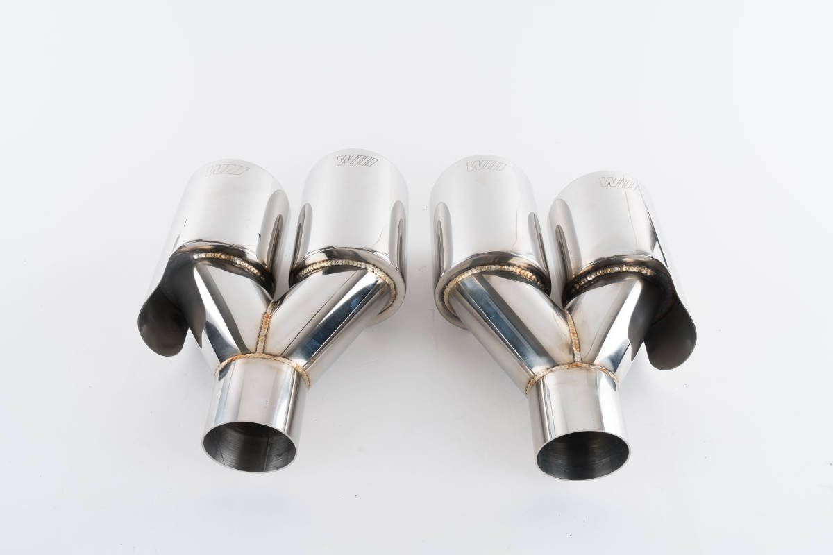  silver BMW 2 pipe out muffler cutter 2 piece set installation .60MM free shipping 