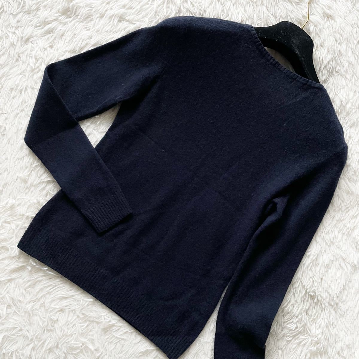  Ralph Lauren RALPH LAUREN кашемир . шерсть вязаный свитер V шея шланг Logo вышивка one отметка темно-синий 