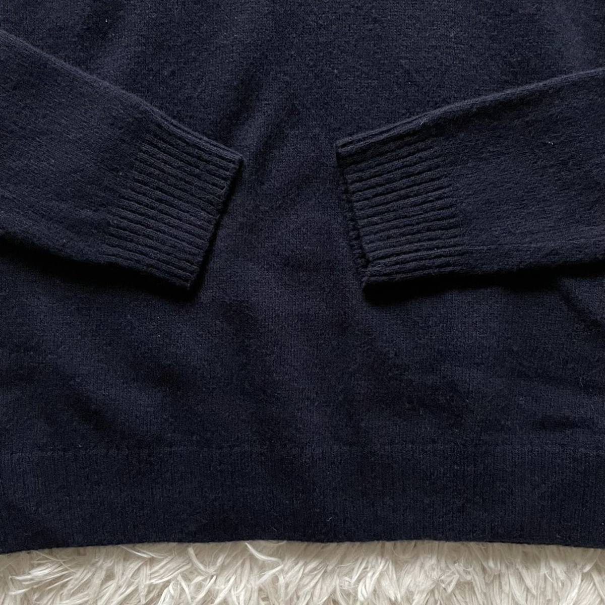  Ralph Lauren RALPH LAUREN кашемир . шерсть вязаный свитер V шея шланг Logo вышивка one отметка темно-синий 