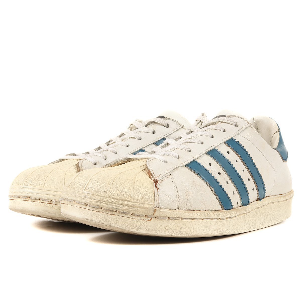 adidas アディダス SUPERSTAR スーパースター 金ベロ オリジナルモデル フランス製 80s vintage ヴィンテージ ホワイト US9.5 27.5cm_画像2