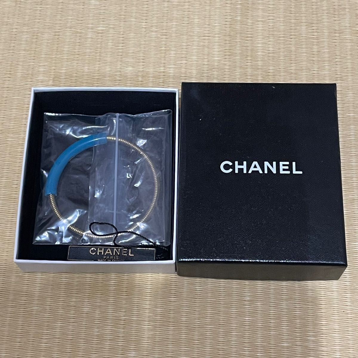 シャネル スプリング ブレスレット ブルー×ゴールド ビンテージ