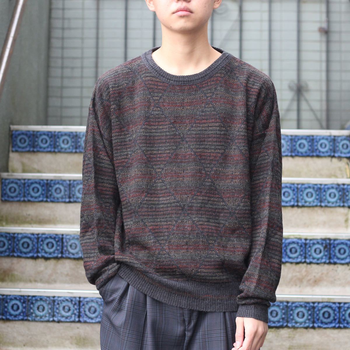 USA VINTAGE CROFT&BARROW PATTERNED DESIGN KNIT/アメリカ古着柄デザインニット