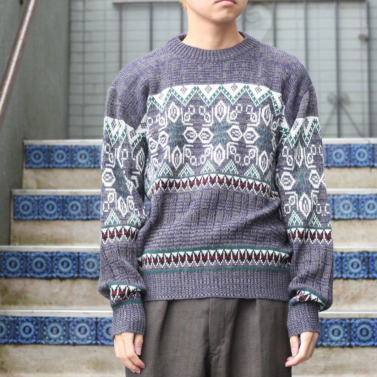 USA VINTAGE ASH CREEK TRADING PATTERNED DESIGN KNIT/アメリカ古着柄