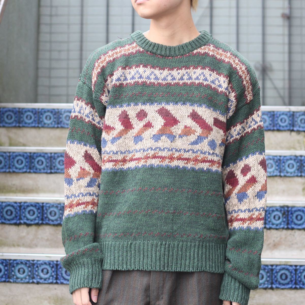 USA VINTAGE ST JONE'S BAY PATTERNED DESIGN KNIT/アメリカ古着柄デザインニット