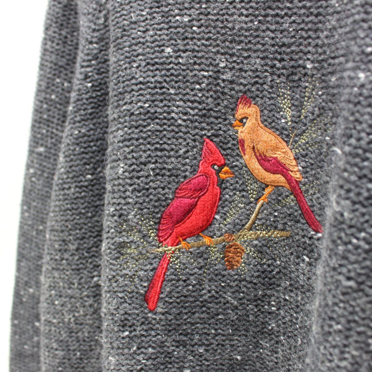 USA VINTAGE WOOLRICH BIRD EMBROIDERY DESIGN KNIT/アメリカ古着ウールリッチ鳥刺繍デザインニット_画像8