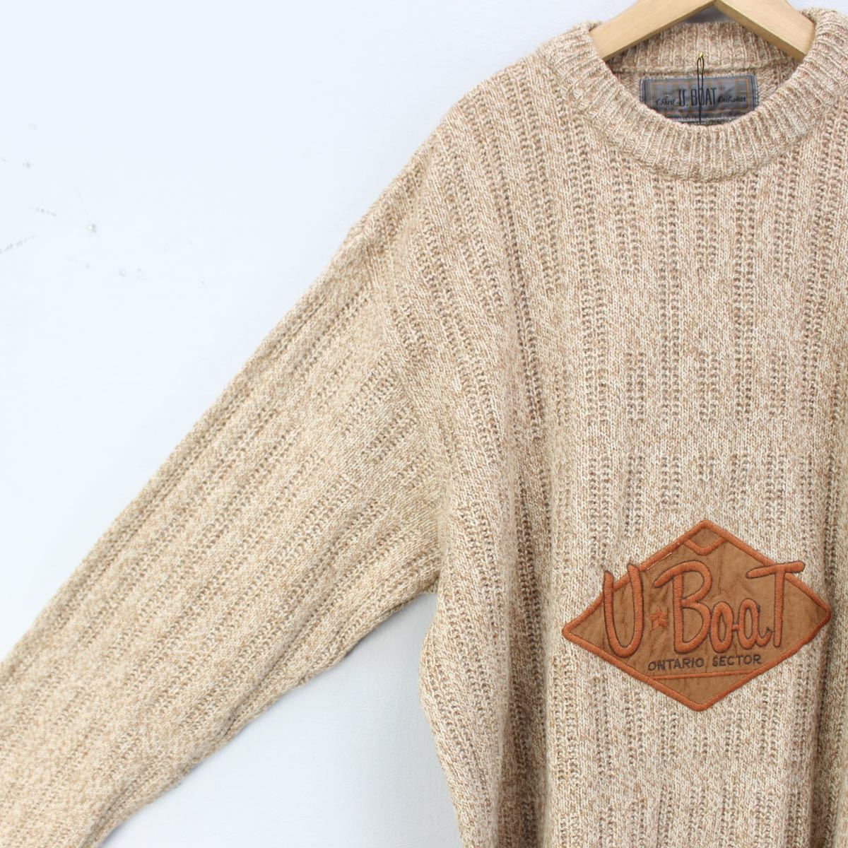 EU VINTAGE U.BOAT LOGO EMBROIDERY DESIGN OVER KNIT/ヨーロッパ古着ロゴ刺繍デザインオーバーニット