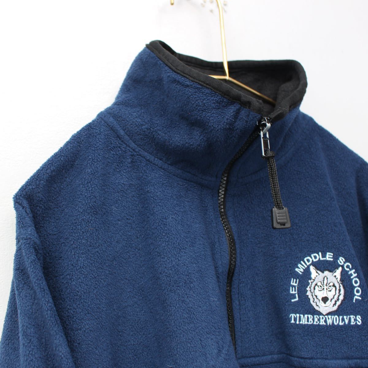USA VINTAGE COLORADO TIMBERLINEアメリカ古着オオカミ刺繍ハーフジップデザインフリースジャケット