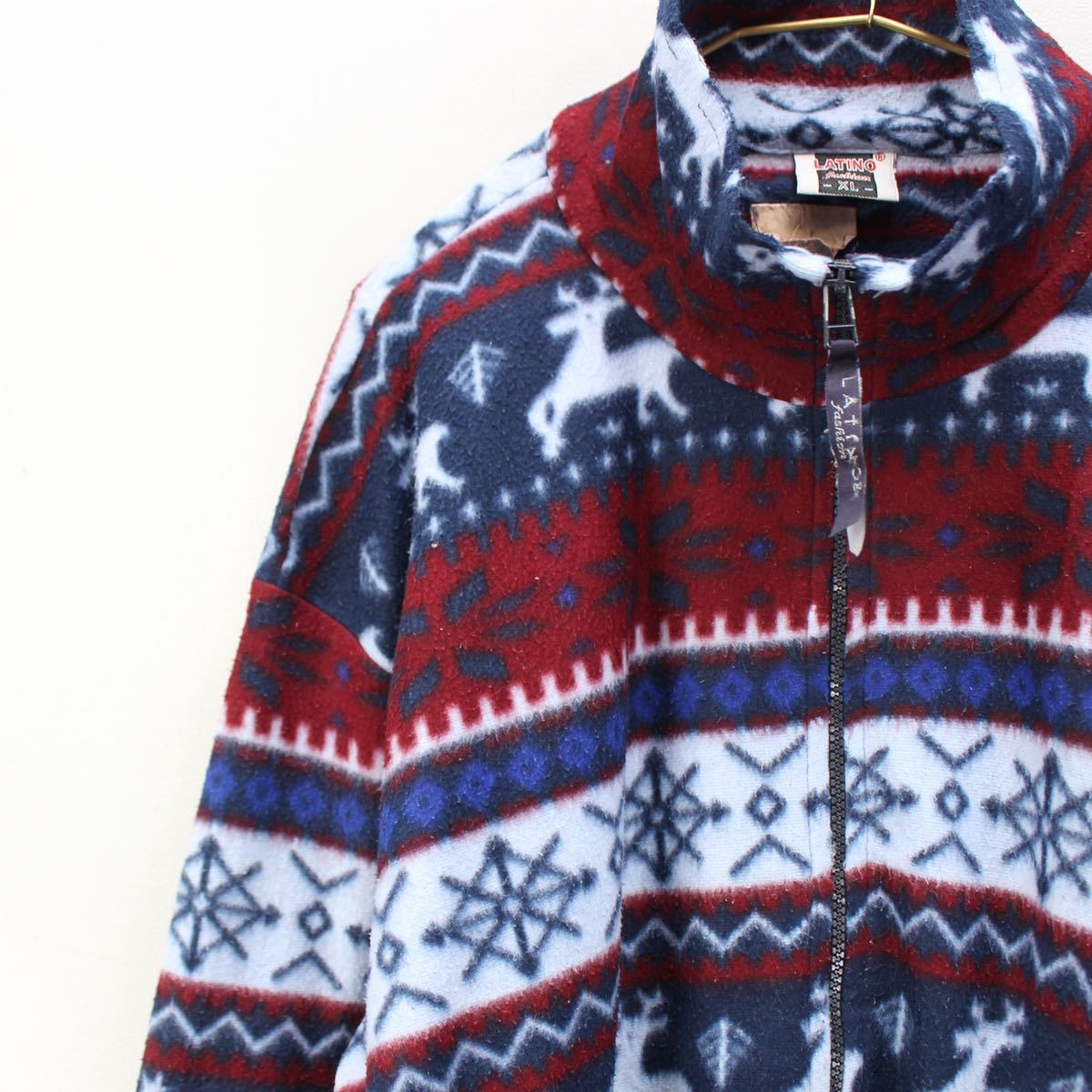 EU VINTAGE LATINO FASHION REINDEER DESIGN FLEECE ZIP UP EU VINTAGE LATINO FASHION REINDEER DESIGN FLEECE ZIP UP