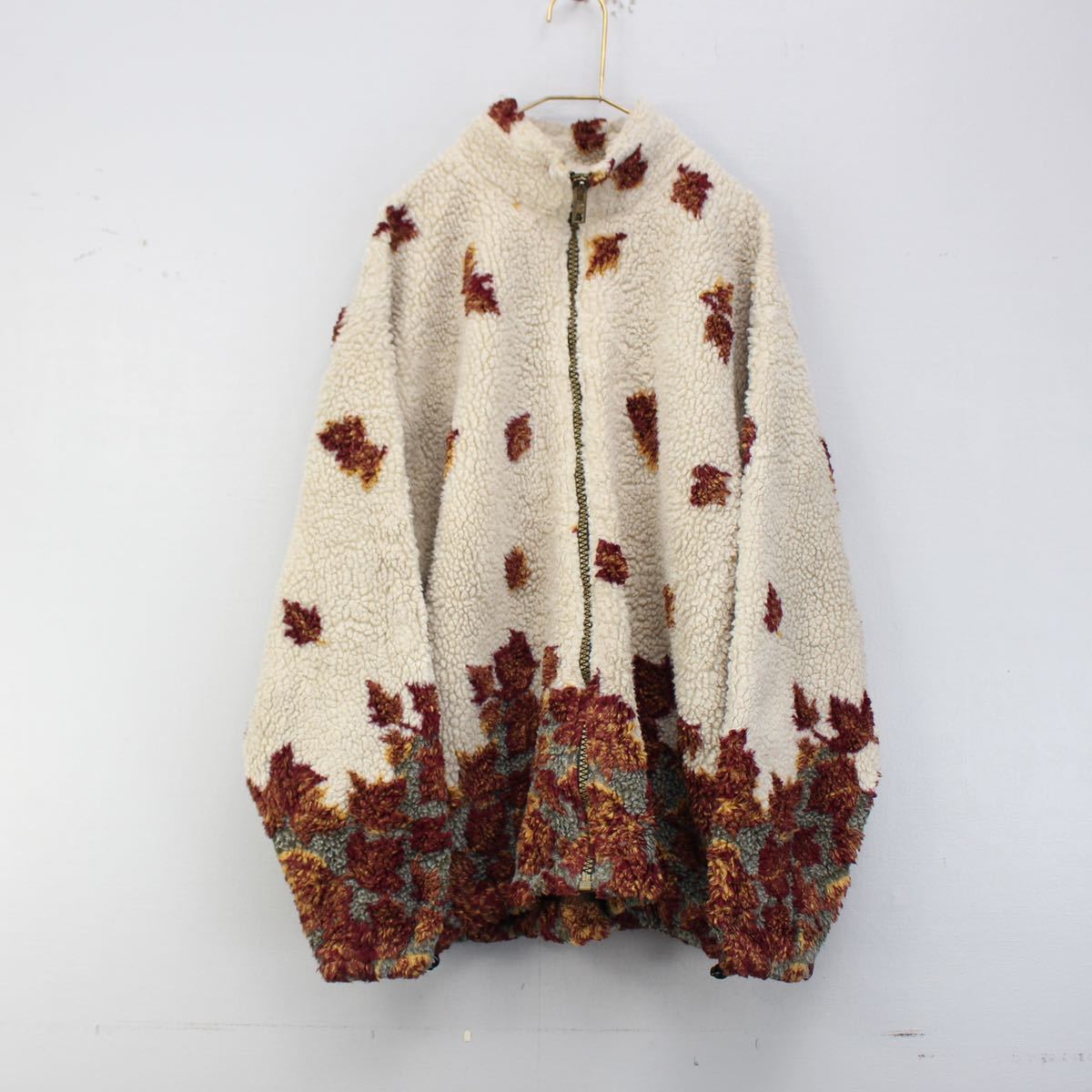 USA VINTAGE COLLECTION AUTUMN LEAVES DESIGN FLEECE ZIP UP USA VINTAGE COLLECTION AUTUMN LEAVES DESIGN FLEECE ZIP UP