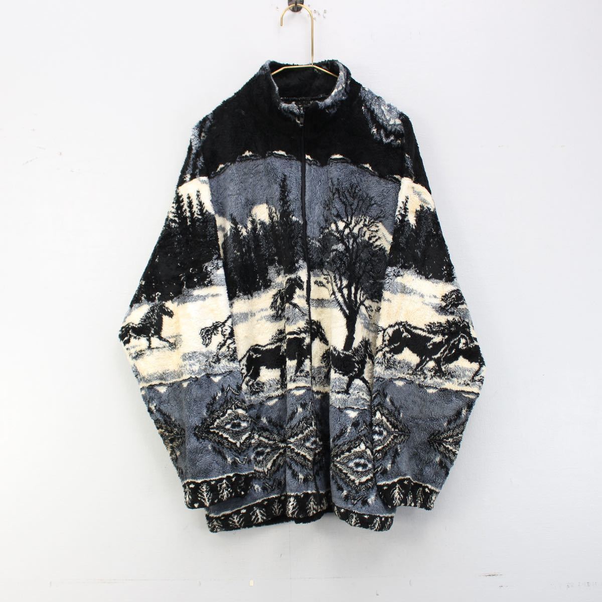 *SPECIAL ITEM* USA VINTAGE HORSE DEISIGN FLEECE ZIP UP JACKET/アメリカ古着お馬デザインフリースジップアップジャケット_画像4