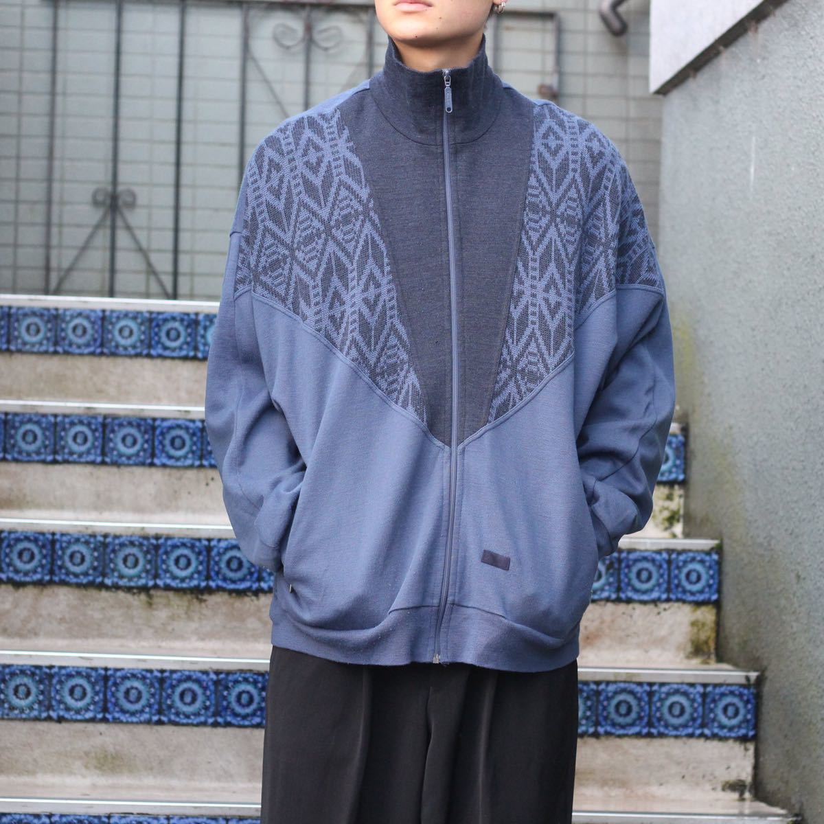EU VINTAGE SCHNEIDER KNIT SWITCHED ZIP BLOUSON/ヨーロッパ古着